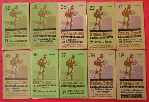 10 Stück Freytag & Berndt Touristenkarten - Freytag & Berndt