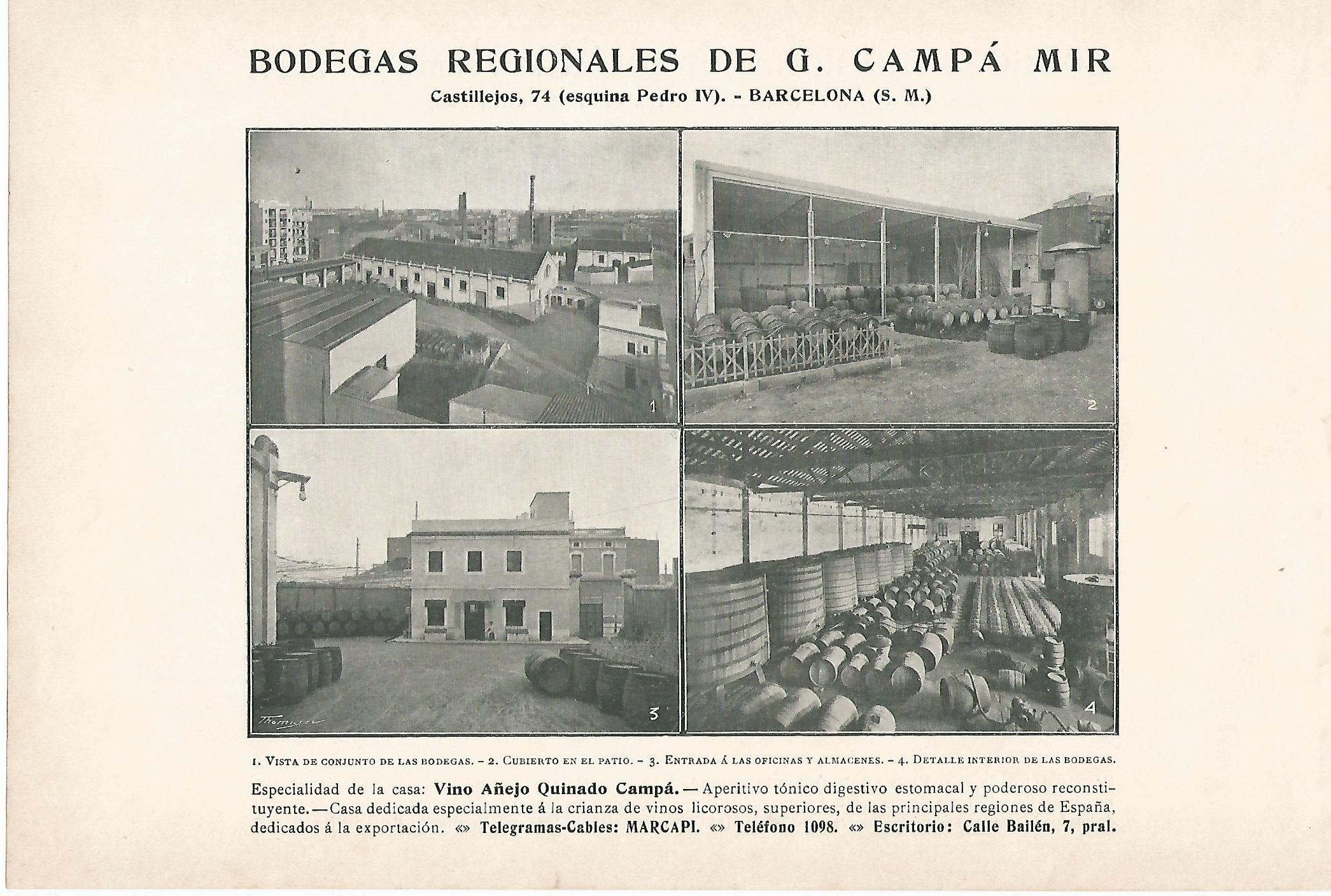 Lamina 022 Bodegas Regionales De G Campa Mir De Emilio Canet Director 1912 Manuscrito El Boletin