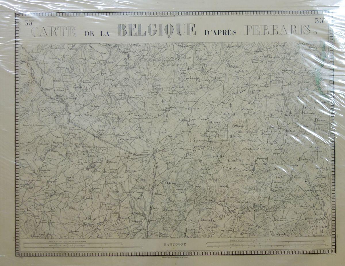 Luxemburg Und Belgien Karte Des Gebiets Zwischen Wilwerdange Merscheid Teronquoy Grand Halleux Im Zentrum Das Gebiet Zwischen Huffalize Wiltz Und Bastogne Von Bastogne Carte De La Belgique D Apres Ferraris Kunst Nbsp Nbsp Grafik Nbsp