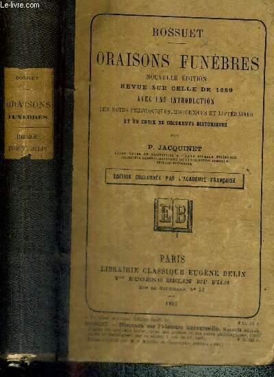 ORAISONS FUNEBRES by BOSSUET: bon Couverture rigide (1885) | Le-Livre