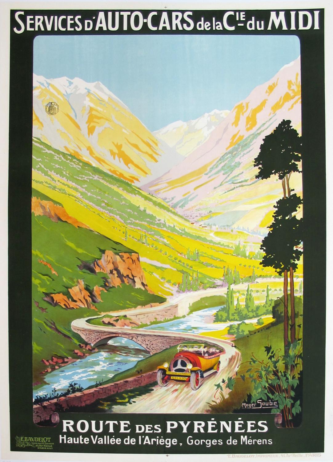 Original Vintage Travel Poster Route Des Pyrenees Haute Vallee De L Ariege By Roger Soubie 19 1st Edition Art Nbsp Nbsp Print Nbsp Nbsp Poster Picture This Aba Ilab Ivpda