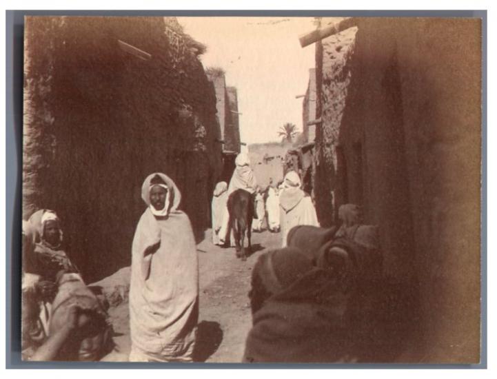 Tirage Photographique Albuminé Vintage - Scène De Rue En Tunisie, Circa 1880 - Format 10x14 Cm