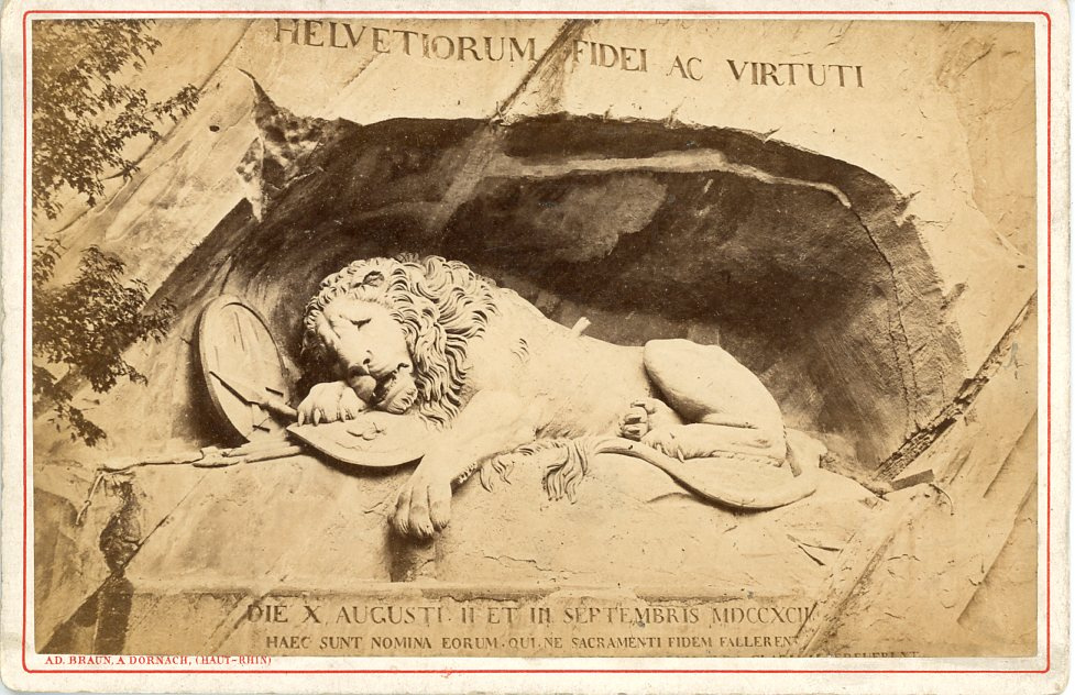 Tirage a Luzern Braun A.D Monument de Lion  vintage albumen print Suisse 