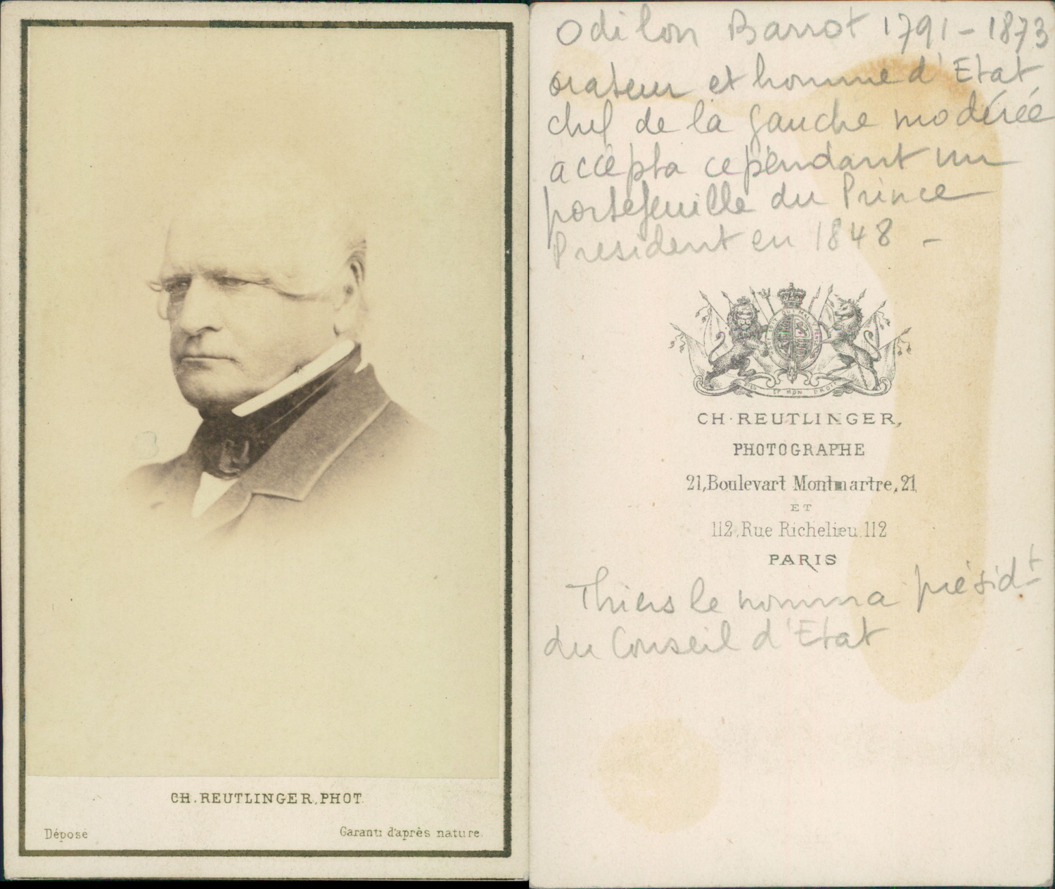 Reutlinger, Paris, Odilon Barrot by Photographie originale / Original ...