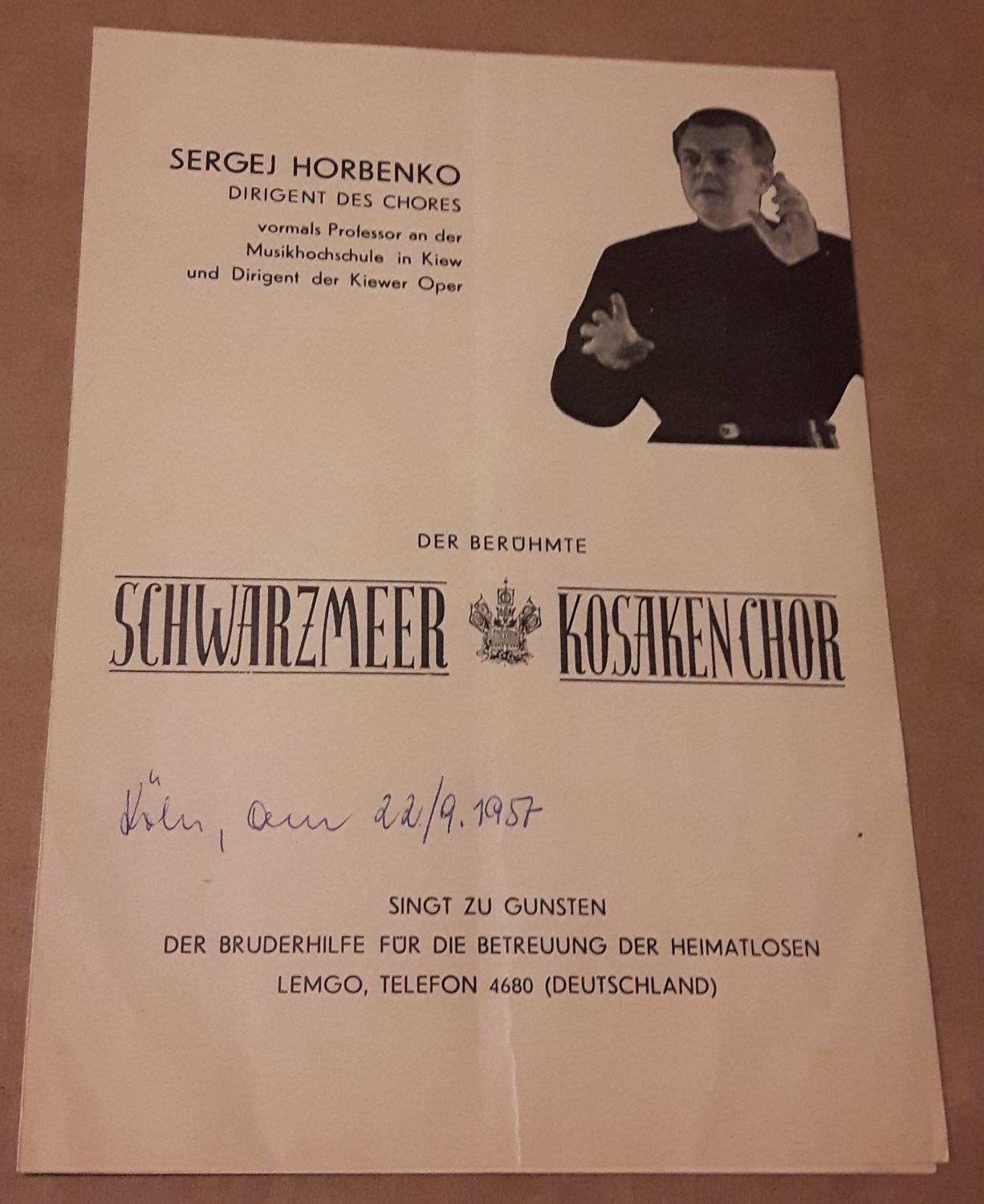 Konvolut SchwarzmeerKosakenchor 1. Der berühmte SchwarzmeerKosakenchor singt zu Gunsten der