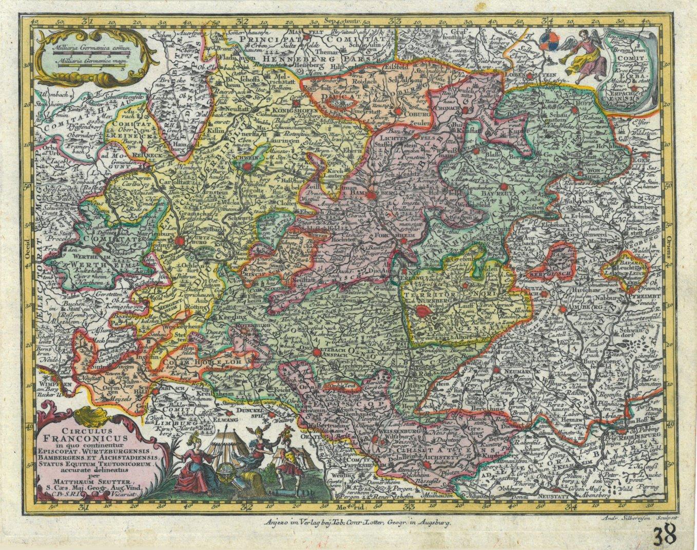 FRANKEN. - Karte. "Circulus Franconicus".: Art / Print / Poster  Peter Bierl Buch 