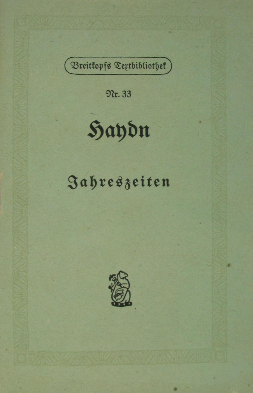 Die Jahreszeiten, - Haydn, Joseph