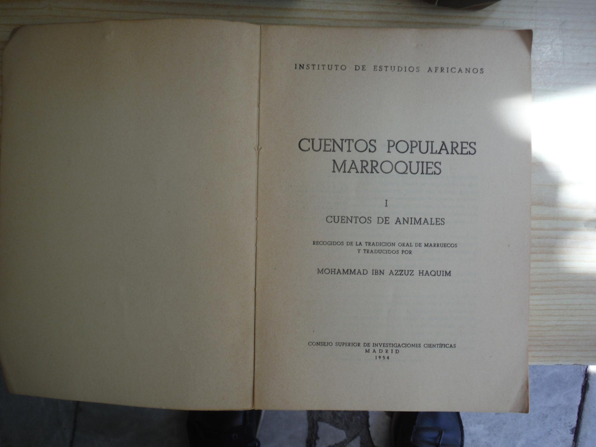 CUENTOS POPULARES MARROQUIES by IBN AZZUZ HAQUIM, Mohammad: (1955 ...