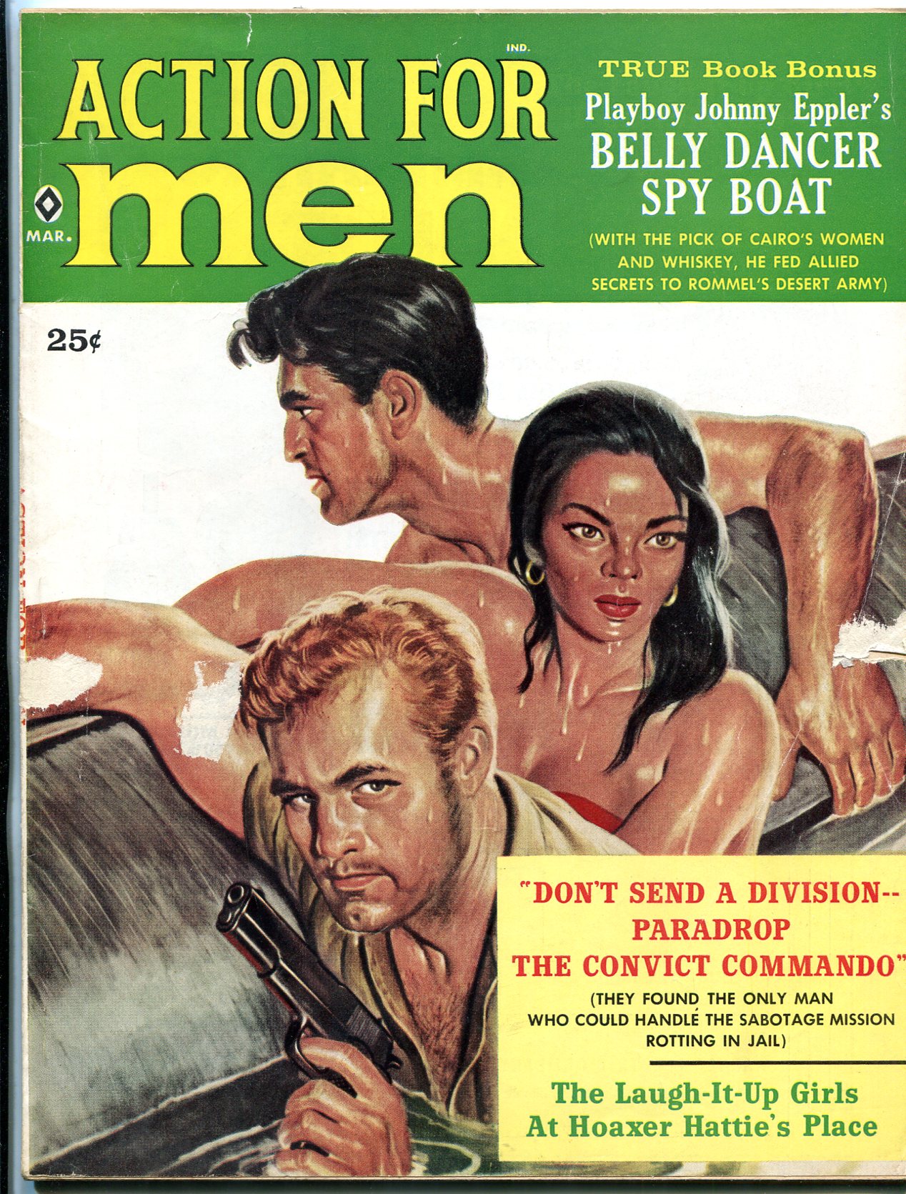Action for Men Magazine March 1960- Glo Becher- Belly Dancer Spy Boat FAIR [Fair] [Softcover]