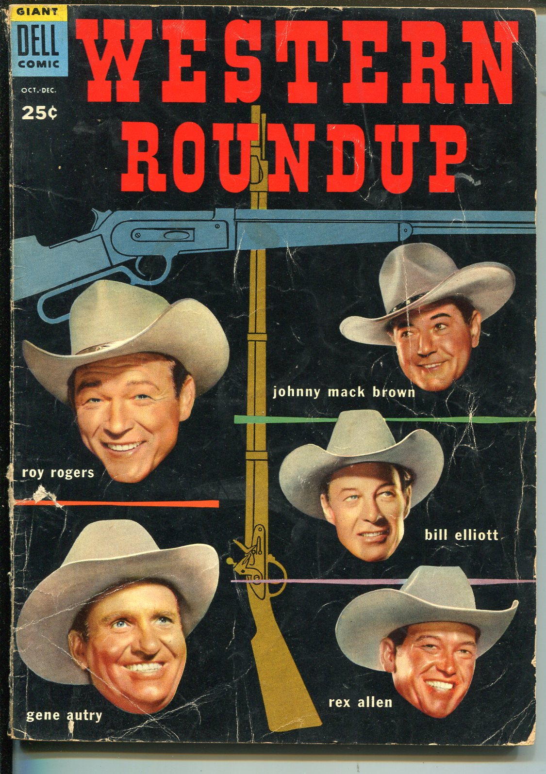 Western Roundup 8-1954-Dell-B-Western movies-Roy Rogers-Gene