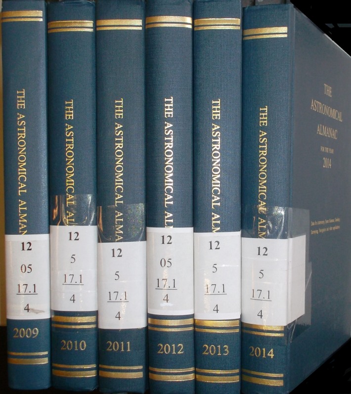 The Astronomical Almanac for the Years 2009 - 2014 (6 vols./ 6 Bände) - and its companion, The Astronomical Almanac Online: Data for Astronomy, Space Sciences, Geodesy, Surveying, Navigation, and other applications.