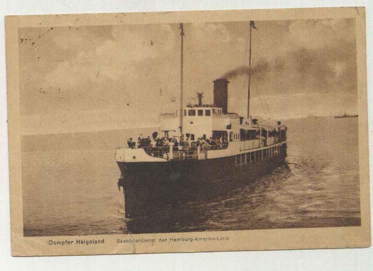 Dampfer Helgoland - Seebäderdienst der Hamburg-Amerika-Linie par Postkarte:  (1921) Carte