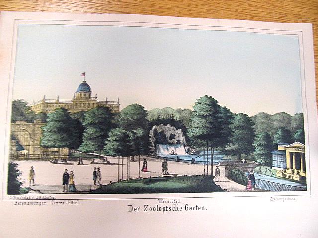 Der Zoologische Garten. Kolorierte Lithographie auf einem Briefbogen