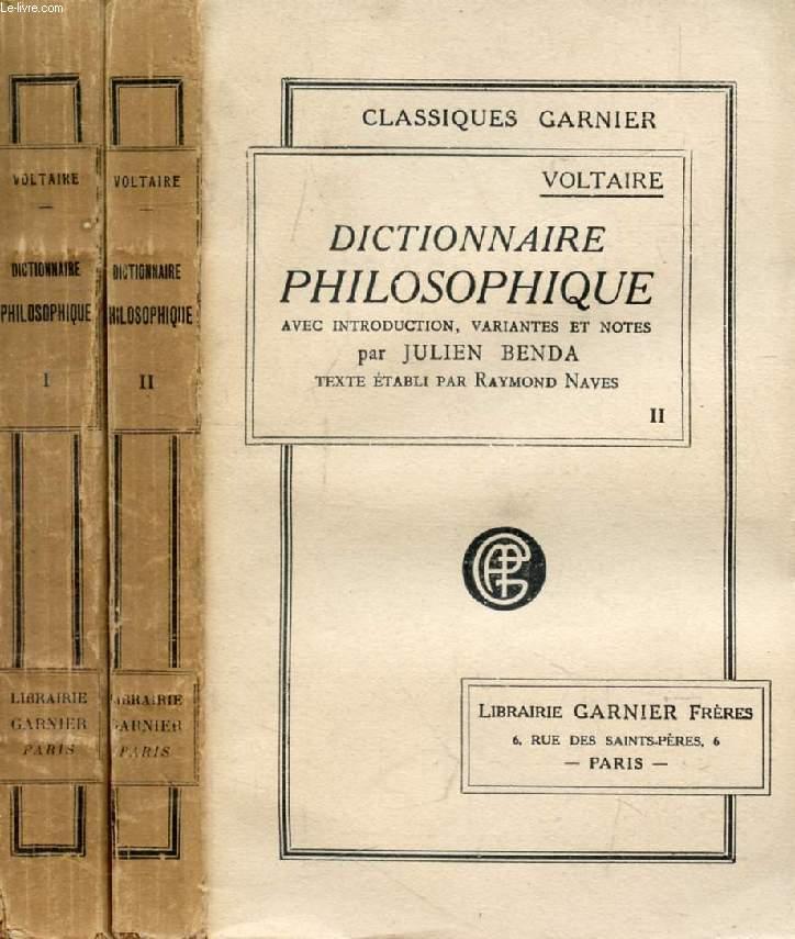 DICTIONNAIRE PHILOSOPHIQUE, 2 TOMES by VOLTAIRE bon Couverture souple (1936) LeLivre