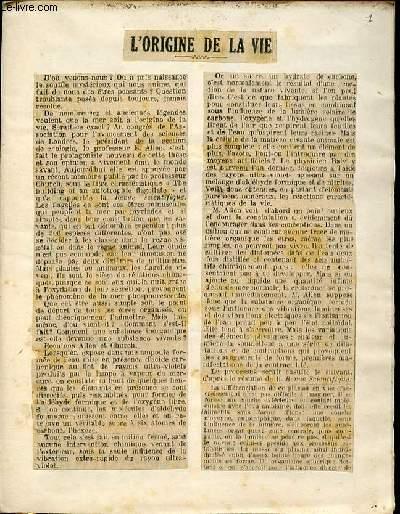 CHIMIE BIOLOGIQUE : L'ORIGINE DE LA VIE / QU'EST-CE QUE LA MATIERE VIVANTE / OR DANS LES ORGANES / VENINS / LA COULEUR CHEZ L'ETRE HUMAIN / COAGULATI