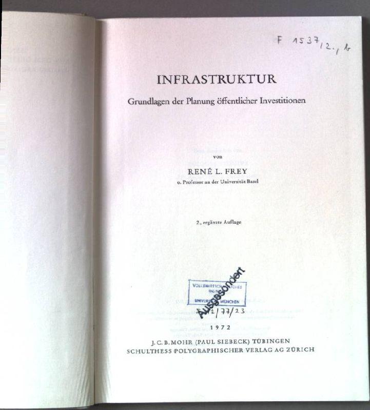 Infrastruktur : Grundlagen d. Planung öffentl. Investitionen. Hand- und Lehrbücher aus dem Gebiet der Sozialwissenschaften. - Frey, René L.