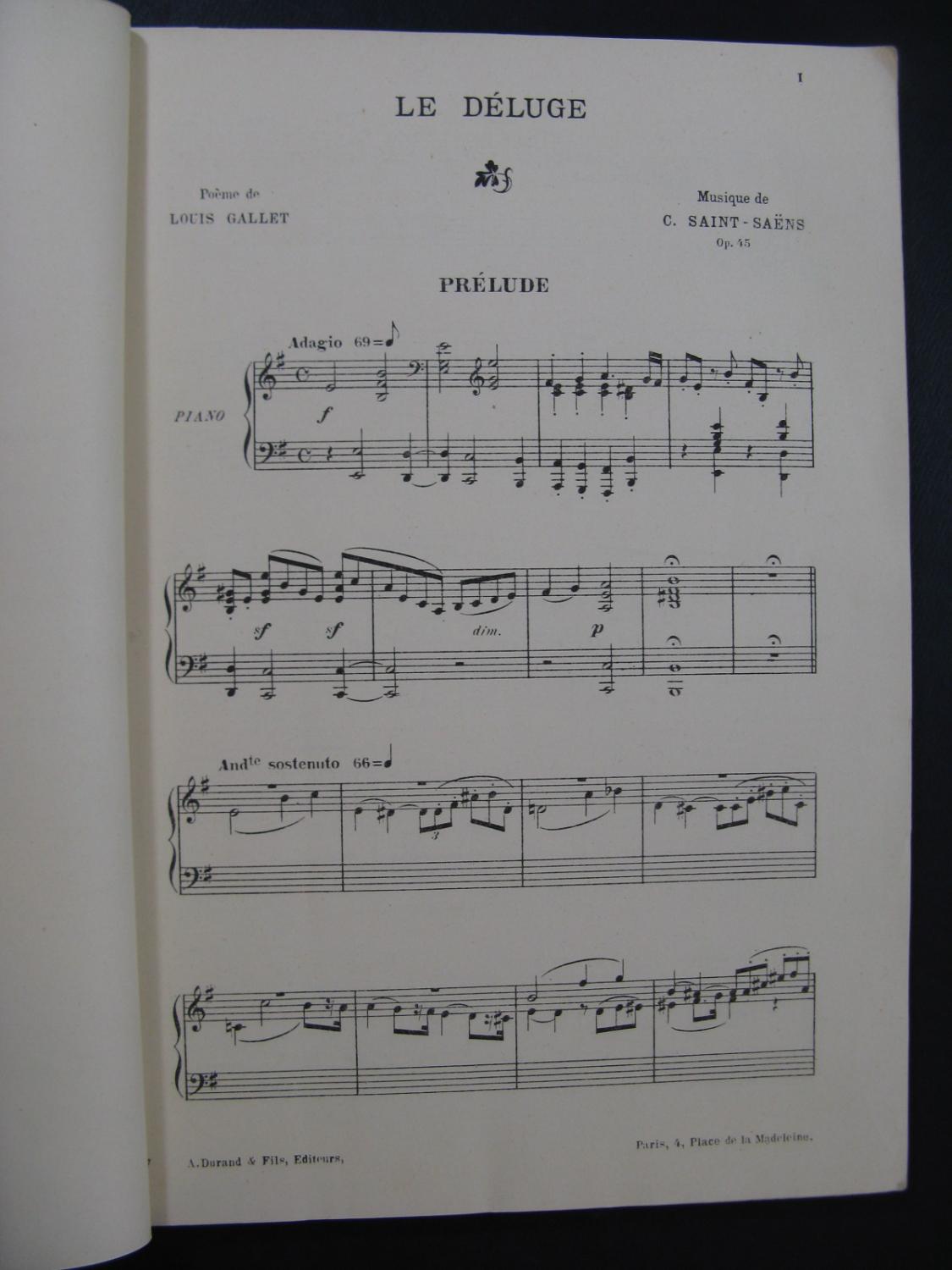 SAINT-SAËNS Camille Le Déluge Opéra Piano Chant ca1890 by SAINT-SAËNS ...