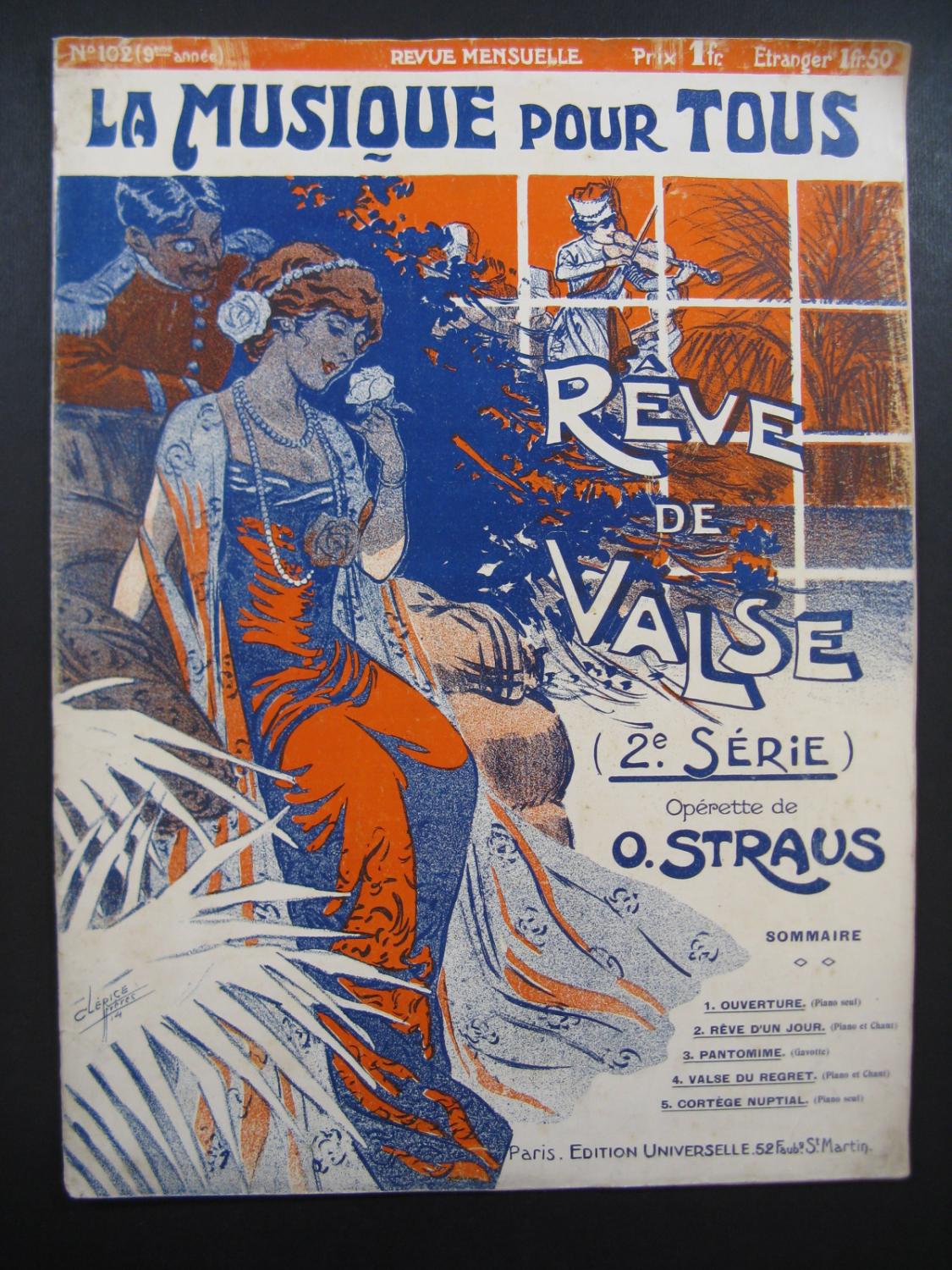 STRAUSS Oscar Rêve de Valse Opérette Piano seul Chant et Piano 1914 by ...