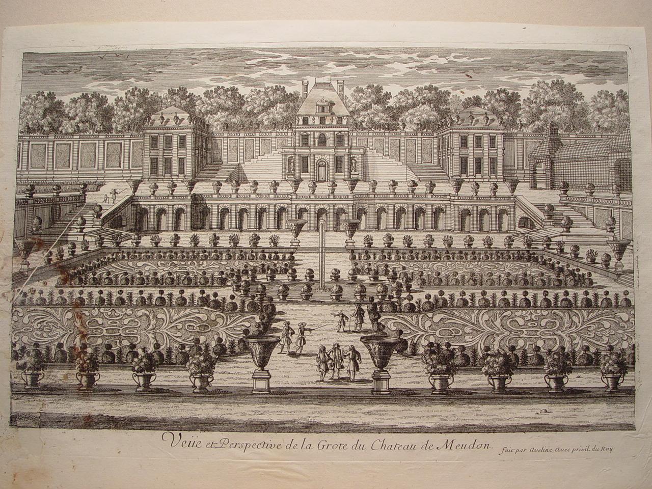 «Veue et perspective de la Grote du Chateau de Meudon» Dibujó y grabó Pierre Aveline (París,1856-1722) [ ]