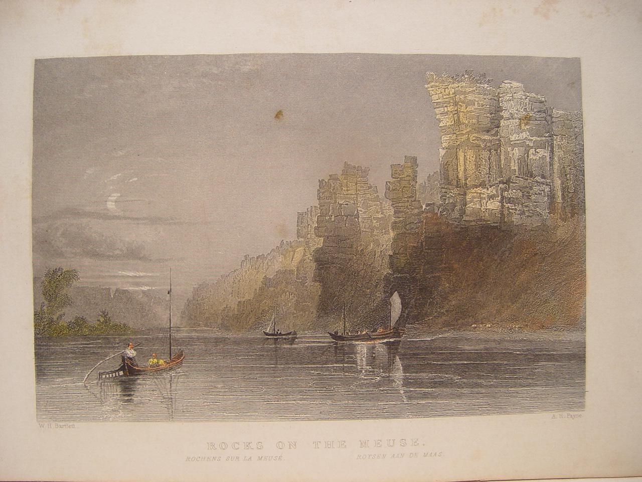 Francia. «Rocks on the Meuse» Dibujó William Henry Bartlett (1809-1854). Grabó Albert Henry Payne (1812-1902) [ ]