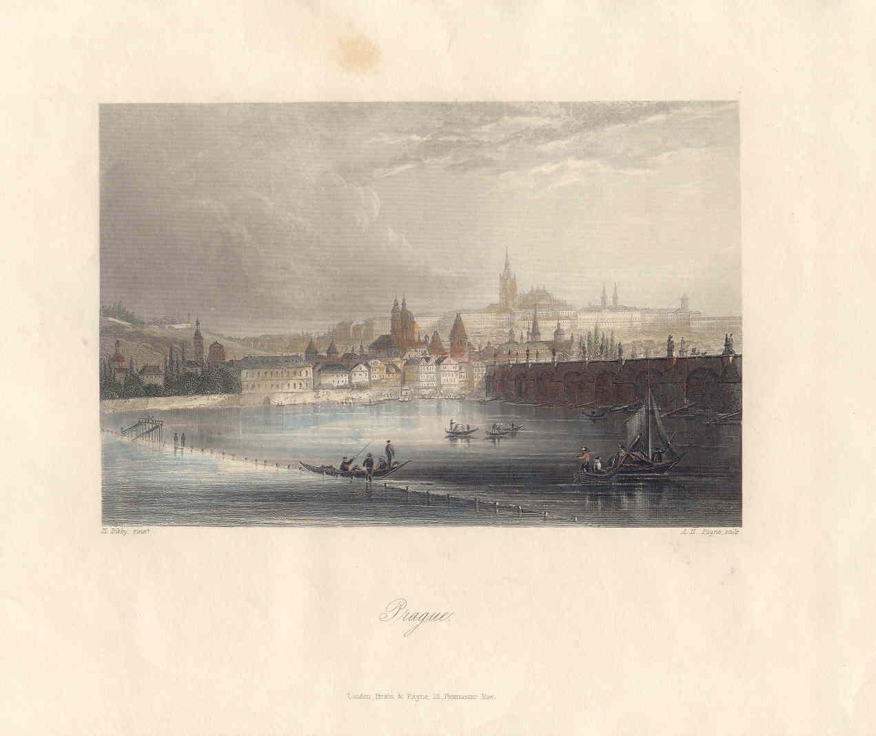Praga. «Vista de Praga». Dibujó H. Bibby. Grabó Albert Henry Payne(1812-1902) [ ]