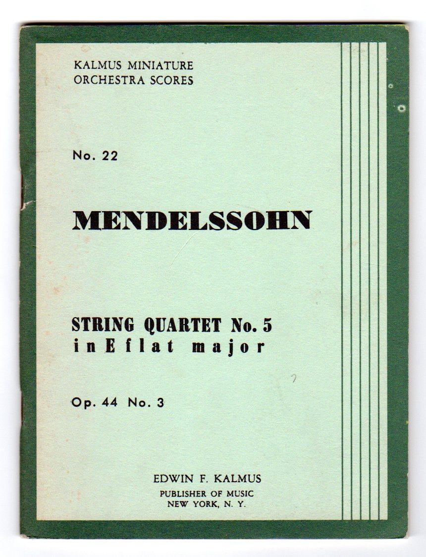 String Quartet No.5 In E-flat Major - Op.44, No.3 [MINIATURE SCORE] - Mendelssohn, Felix