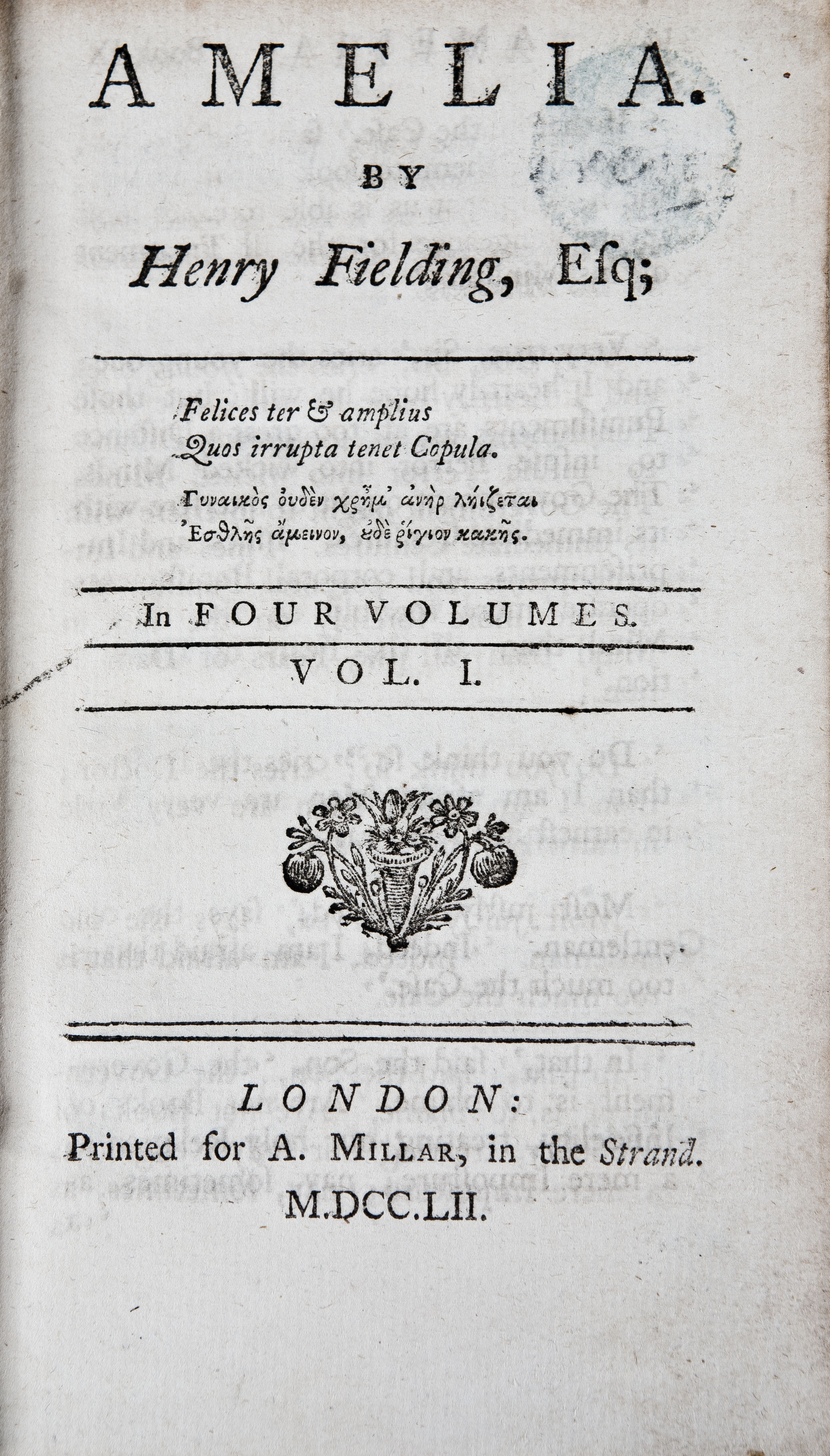 Amelia. By Henry Fielding, Esq; In Four Volumes - Fielding Henry
