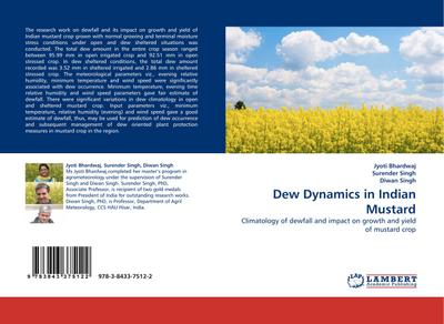 Dew Dynamics in Indian Mustard : Climatology of dewfall and impact on growth and yield of mustard crop - Jyoti Bhardwaj