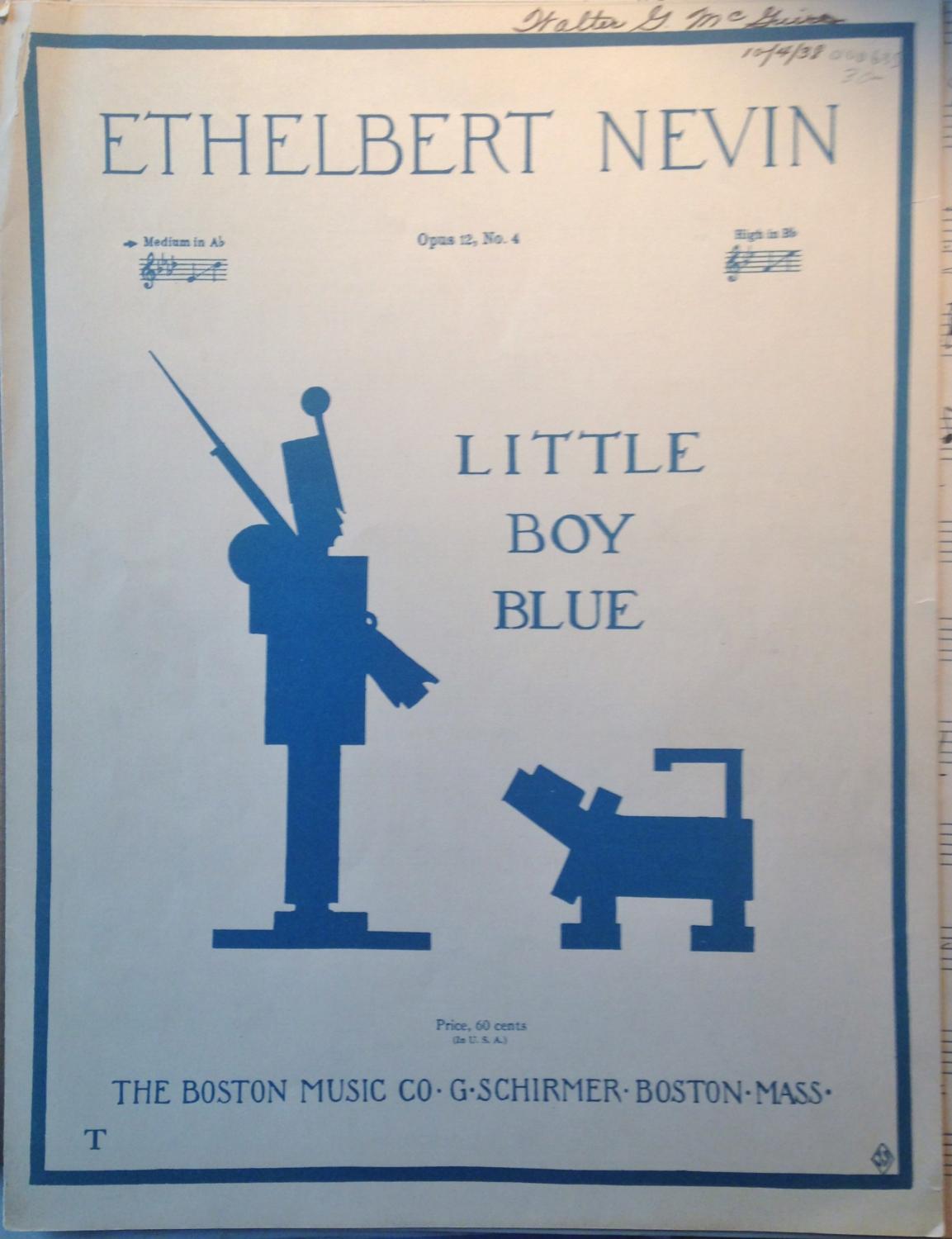 LITTLE BOY BLUE (SHEET MUSIC) by EUGENE FIELD ETHELBERT NEVIN (1891