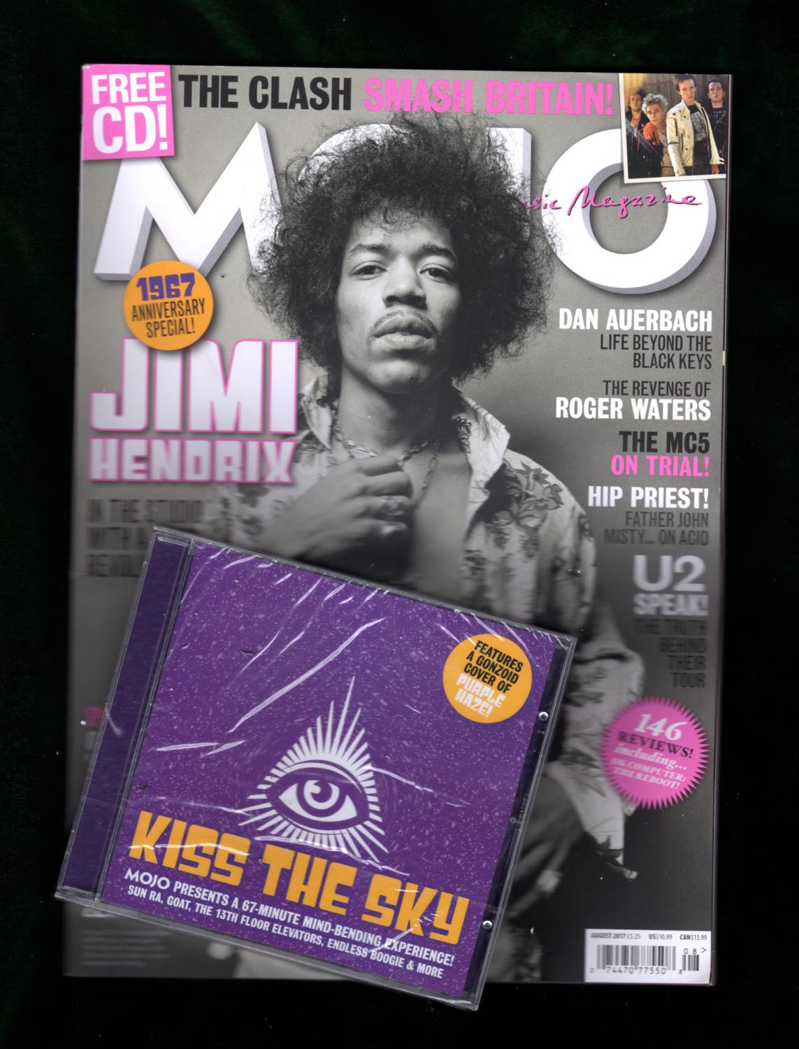 Mojo Magazine August, 2017. Jimi Hendrix Cover. Bonus CoverMounted