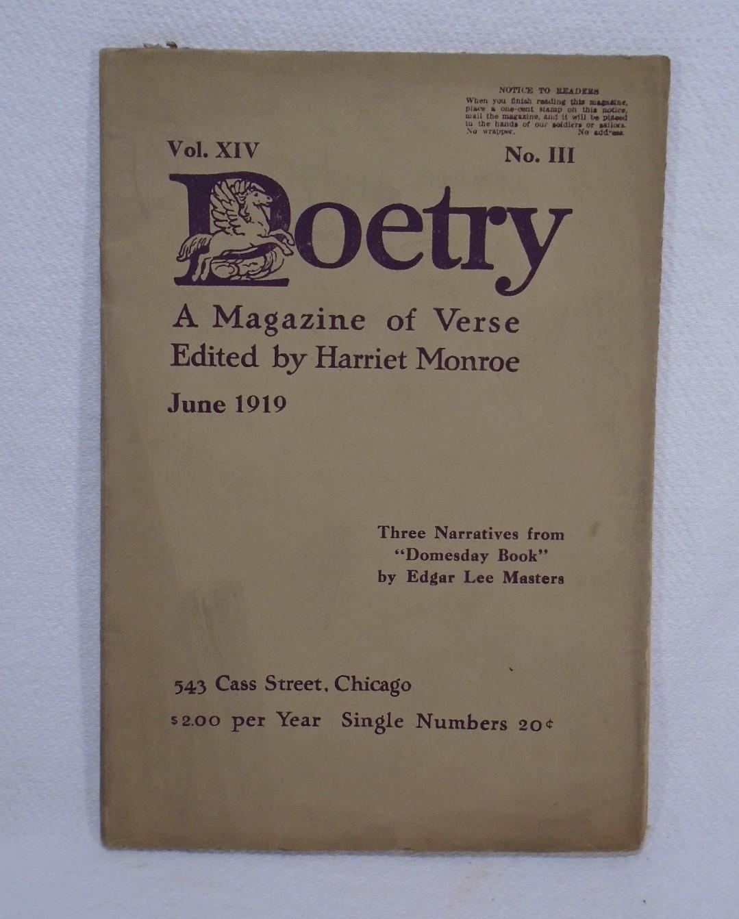 Poetry A Magazine Of Verse Vol Xiv No Iii By Monroe Harriet Editor 1919 Yesterday S
