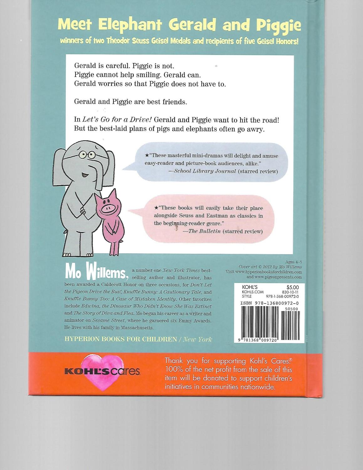 Kohls cares elephant and piggie online