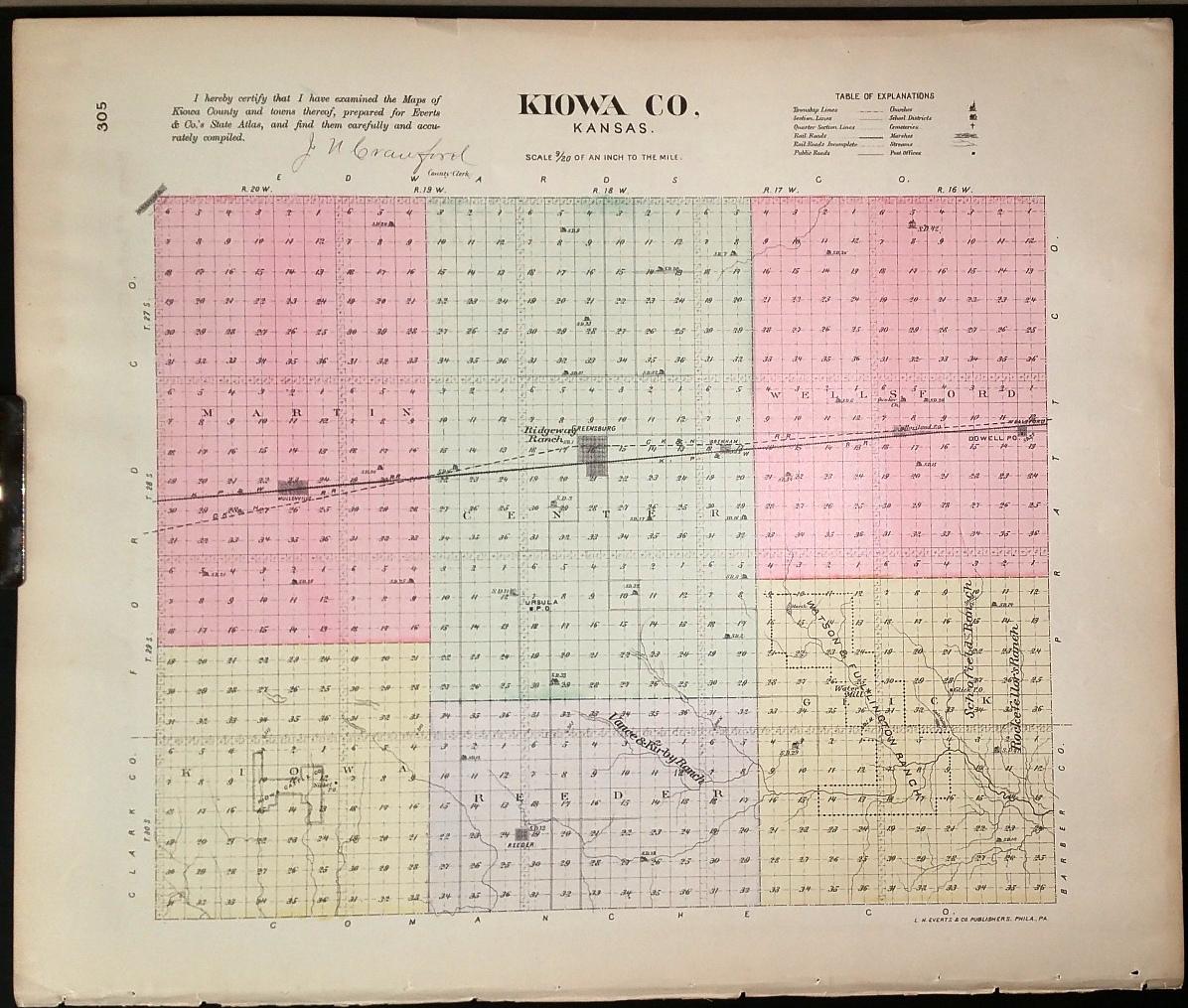[Map] Kiowa County, Kansas [backed with] Iuka, Brenham, Cullison