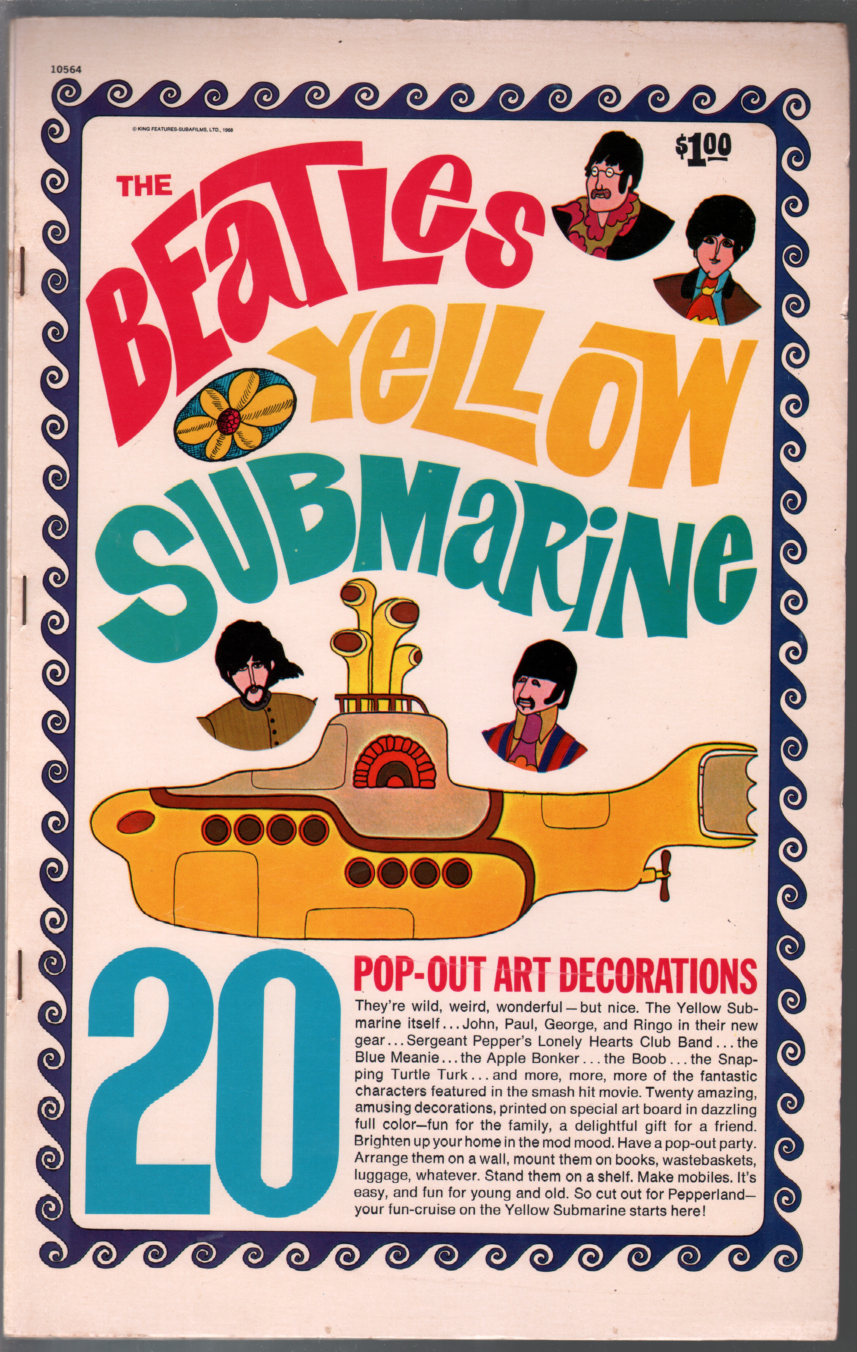 Beatles Yellow Submarine Pop-Out Art Decorations #10564-1968-Sgt.  Pepper-FN/VF: (1968) Magazine / Periodical | DTA Collectibles