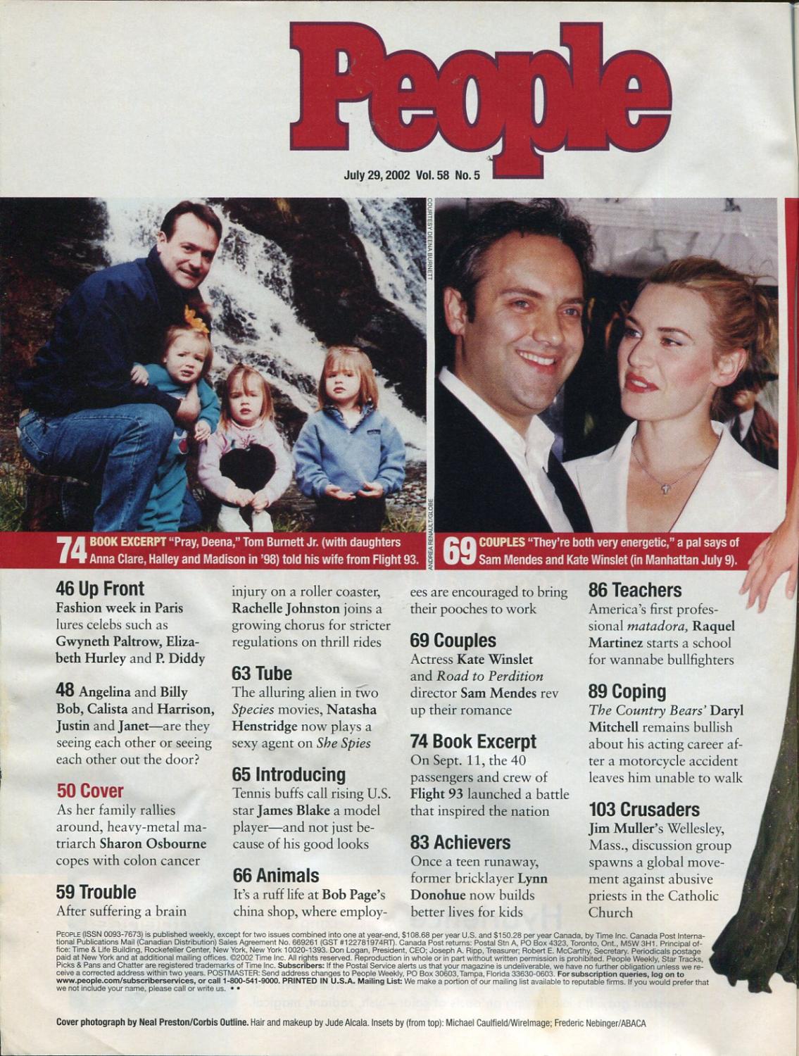 People Magazine July 2002- Sharon Osbourne- Gwyneth Paltrow- Billy Bob ...