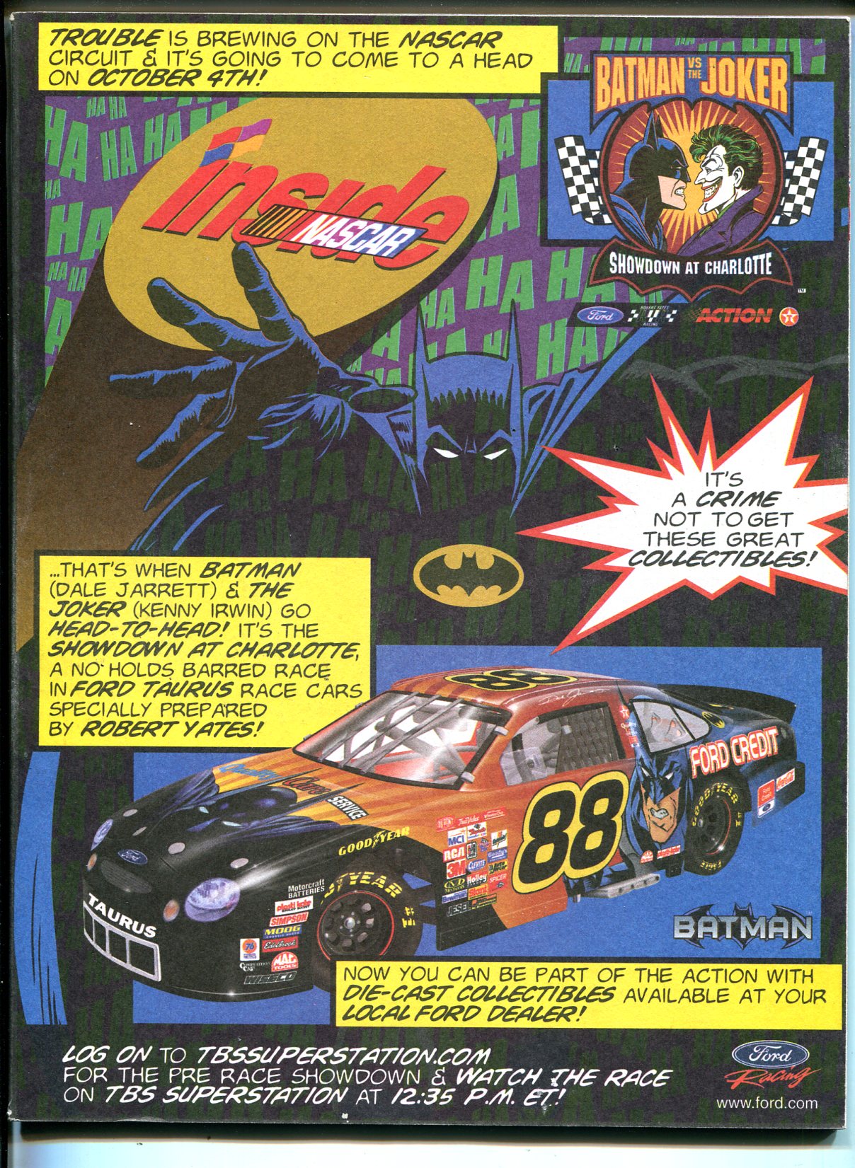 Inside NASCAR 11/1998-Batman Joker over cover-Rusty Wallace-Jeff  Gordon-VF/NM: (1998) Photograph | DTA Collectibles