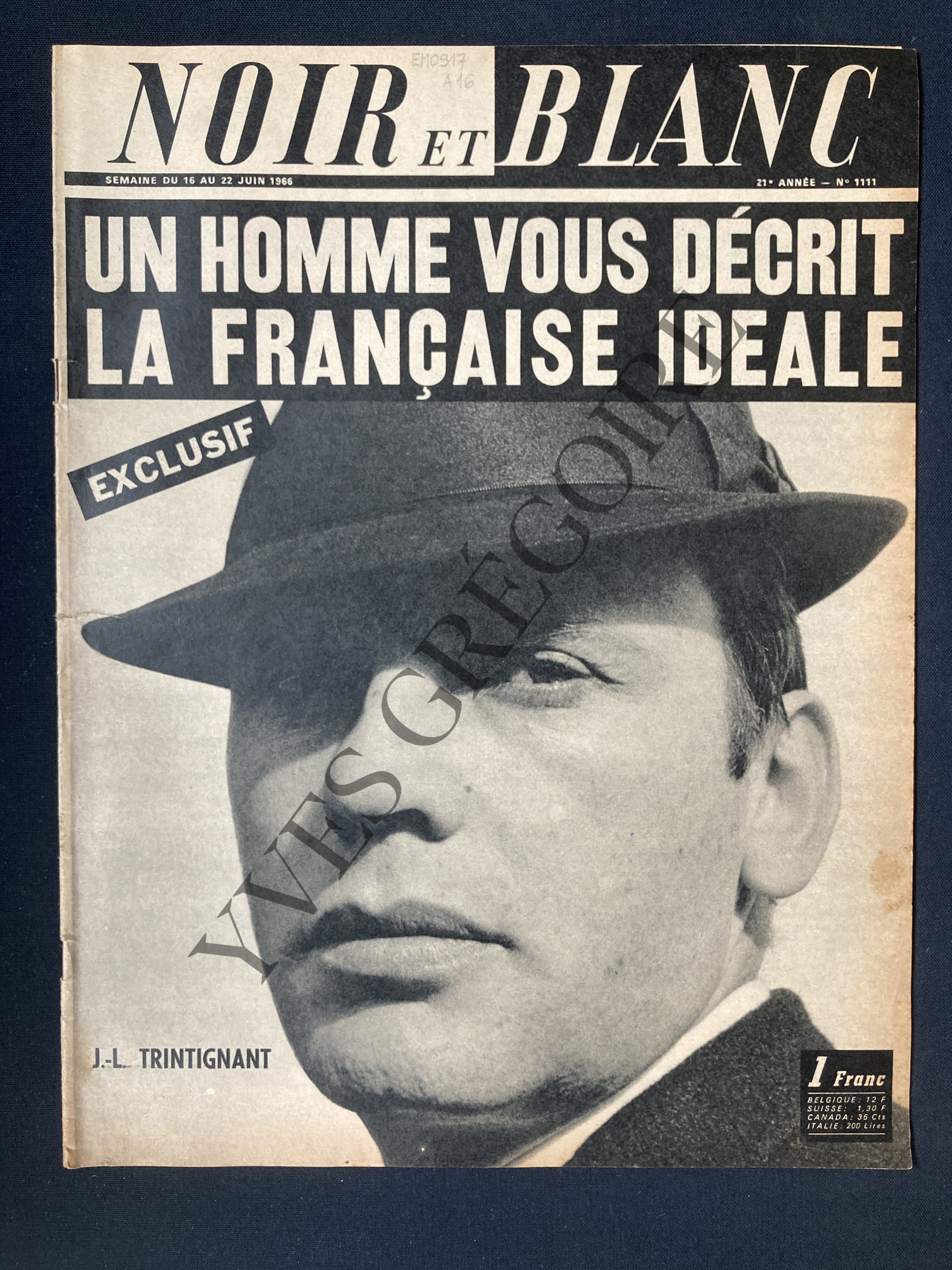 NOIR ET BLANC-N°1111-DU 16 AU 22 JUIN 1966-JEAN LOUIS TRINTIGNANT [Très bon] [Couverture souple]