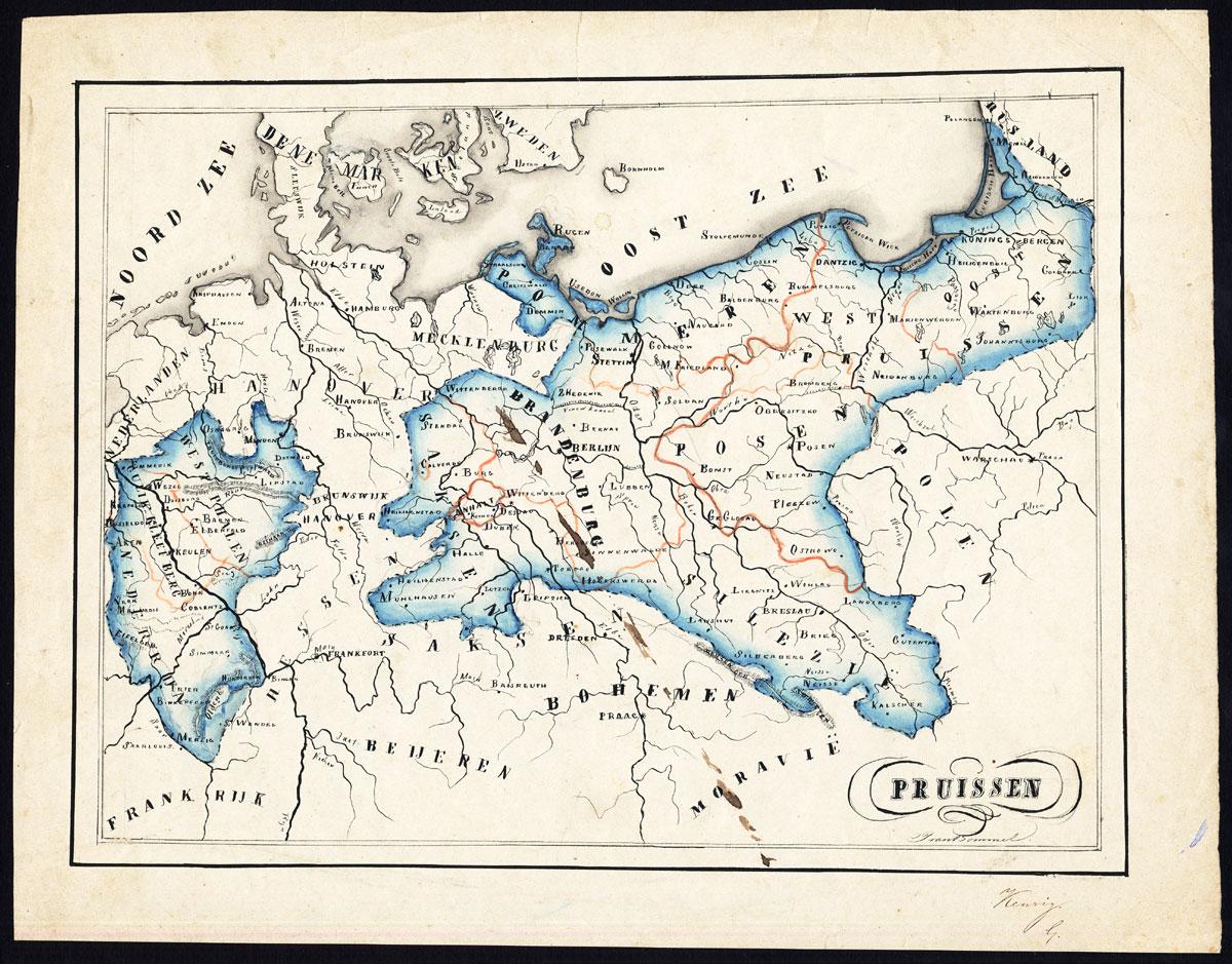 Unique Antique hand drawn MapNORTHERN GERMANYPOLANDPRUSSIAVan Bommel1865 Art / Affiche