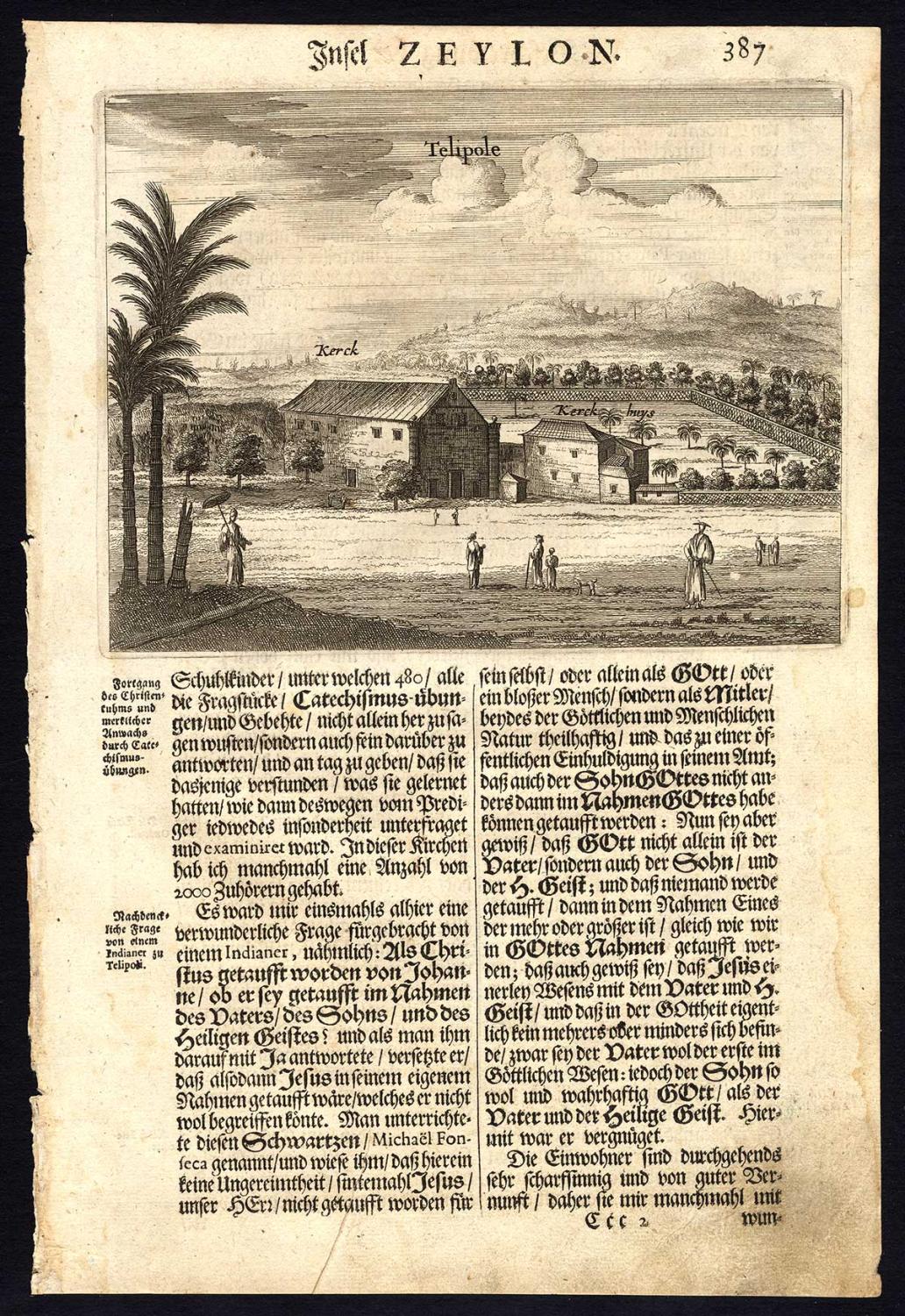 Antique PrintVOCCHURCHTELIPOLECEYLONSRI LANKAp. 387Baldaeus1672