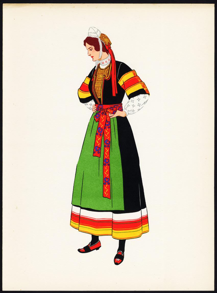 Old Costume Print-PONT DE L'ABBE-BRITTANY-FRANCE-1939 [ ]