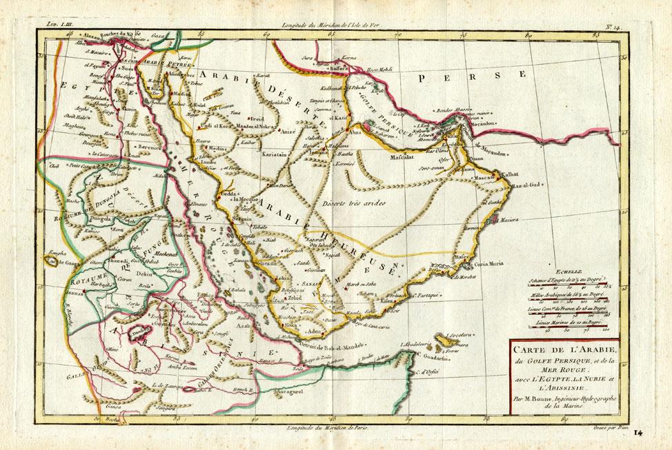Antique Map Saoudi Arabia Ethiopia Egypt Bonne 1780 Map Theprintscollector