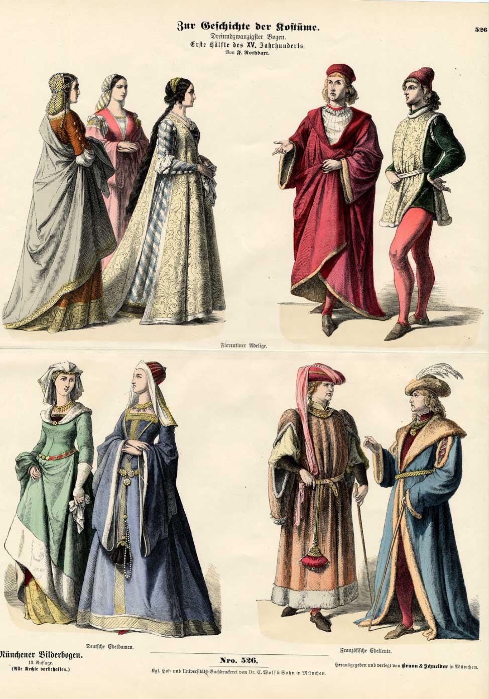 Antique Costume Print-FRANCE-GERMANY-ITALY-Braun-1880: Art / Print ...