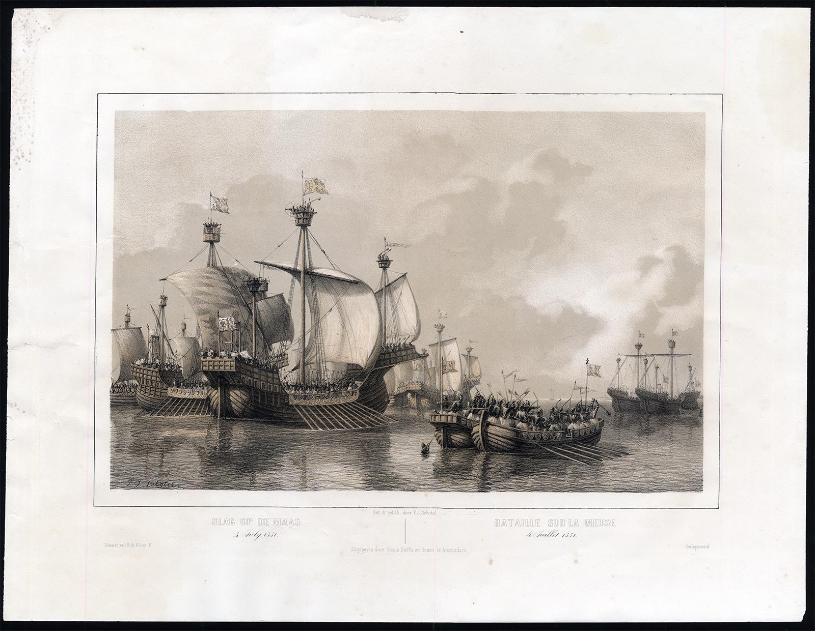 Antique Print-NAVAL BATTLE-MEUSE-HOOK AND COD WARS-Schotel-1830: Kunst ...