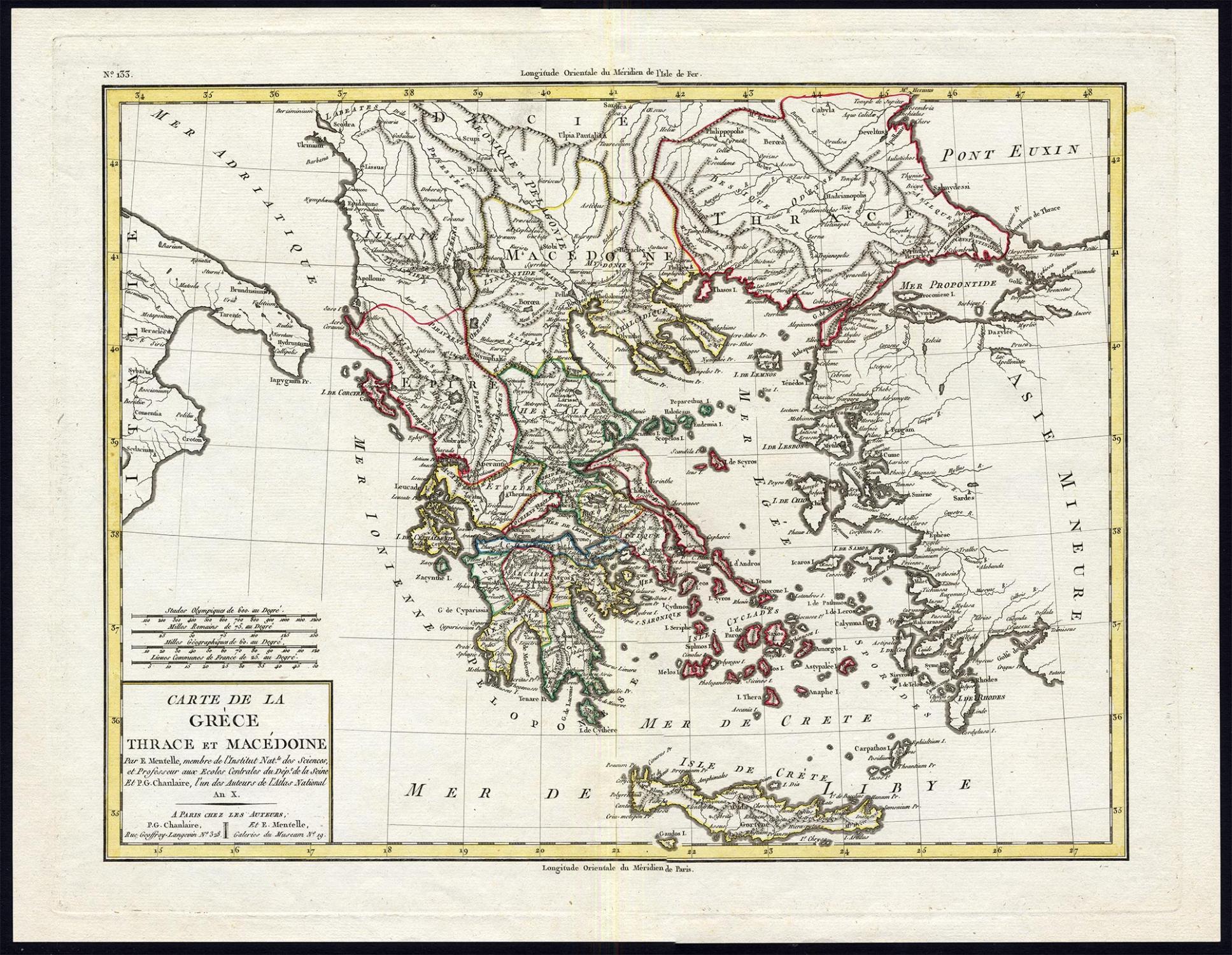 Antique Print-MAP-GREECE-MACEDONIA-THRACIA-Tardieu-Mentelle-1804: Art 