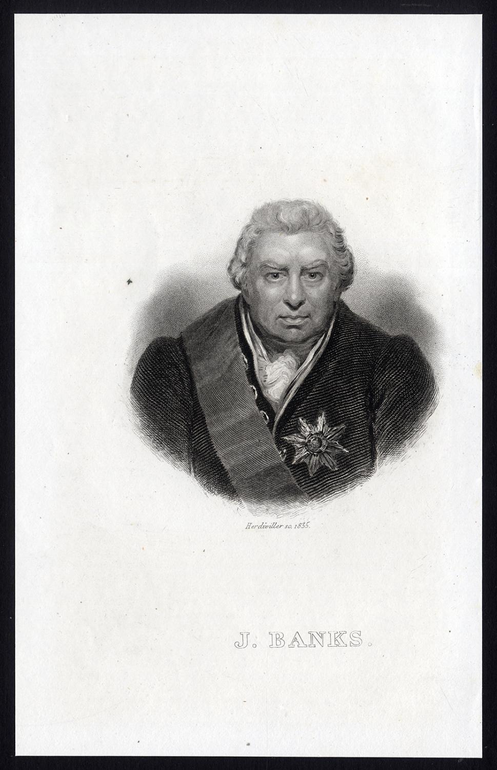 Antique Print-PORTRAIT-JOSEPH BANKS-BOTANIST-Herdiviller-1835