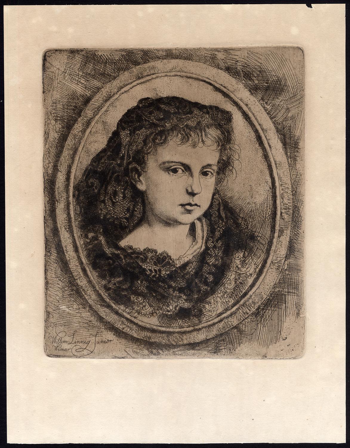Antique master print portrait miss rooses linnig linnig 1876 1889 art