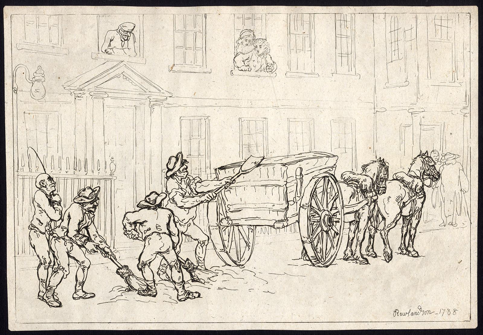 Antique Master Print-ASHCART-STREET SWEEPERS-Rowlandson-1788 [ ]