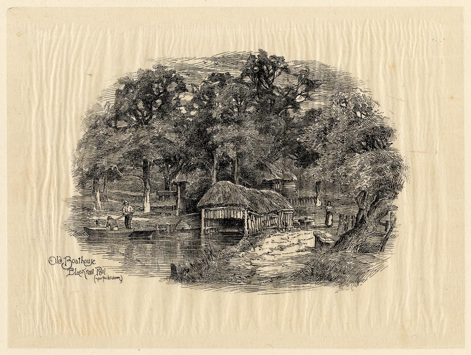 3 Antique Prints-SUTTON PARK-BLACKROOT POOL-BOATHOUSE-WELFORD