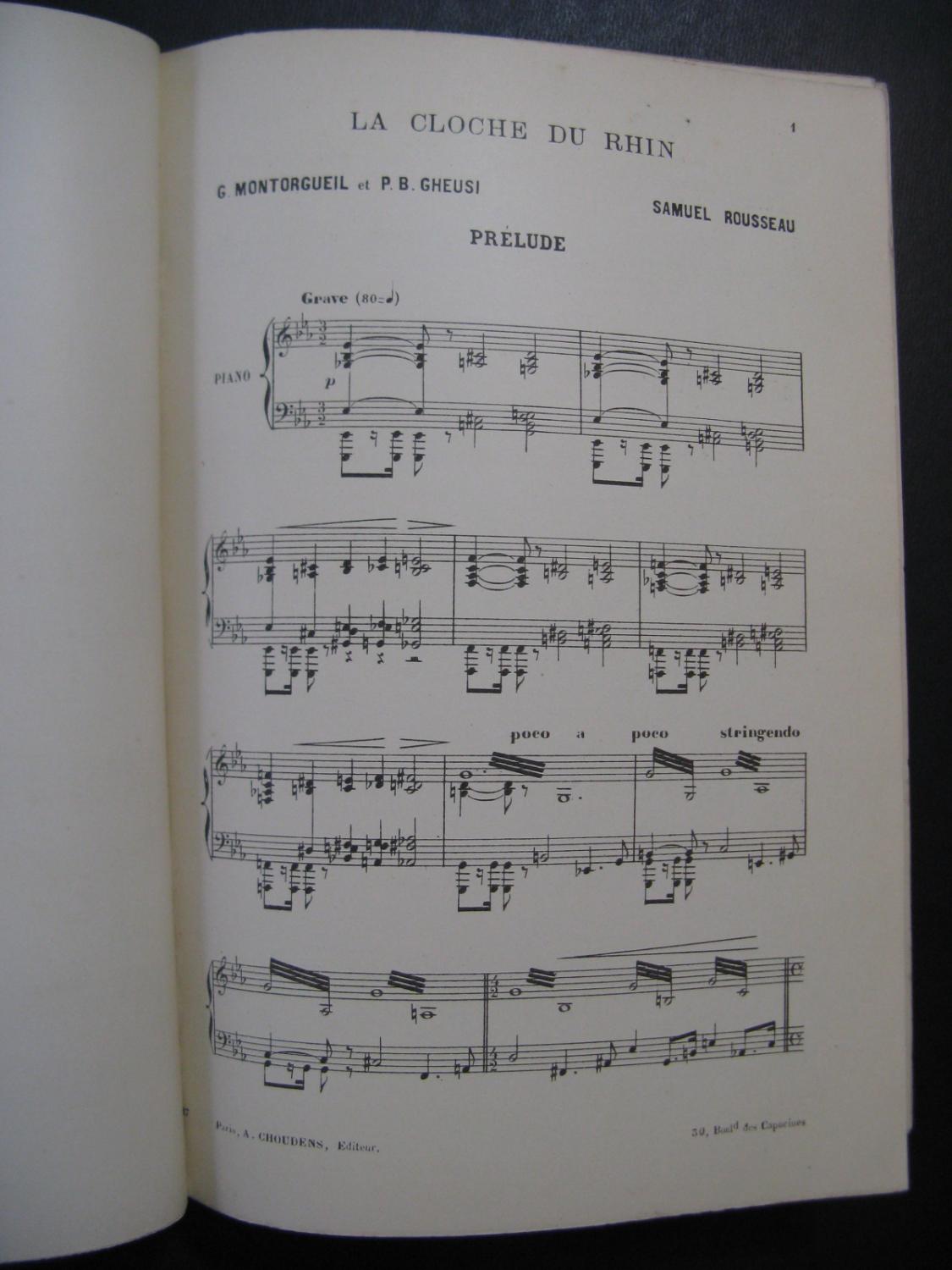 ROUSSEAU Samuel La Cloche du Rhin Opéra Chant Piano 1898 by ROUSSEAU ...