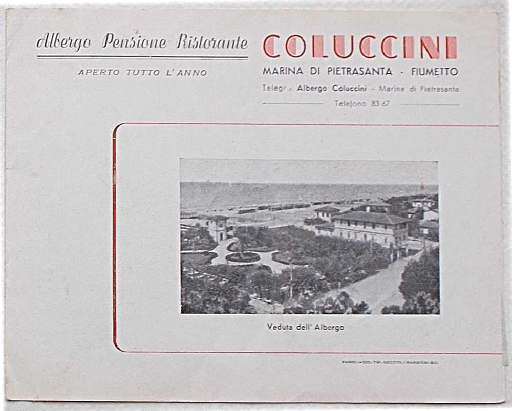 Abebooks Albergo Pensione Ristorante Coluccini. Marina di Pietrasanta - Fiumetto